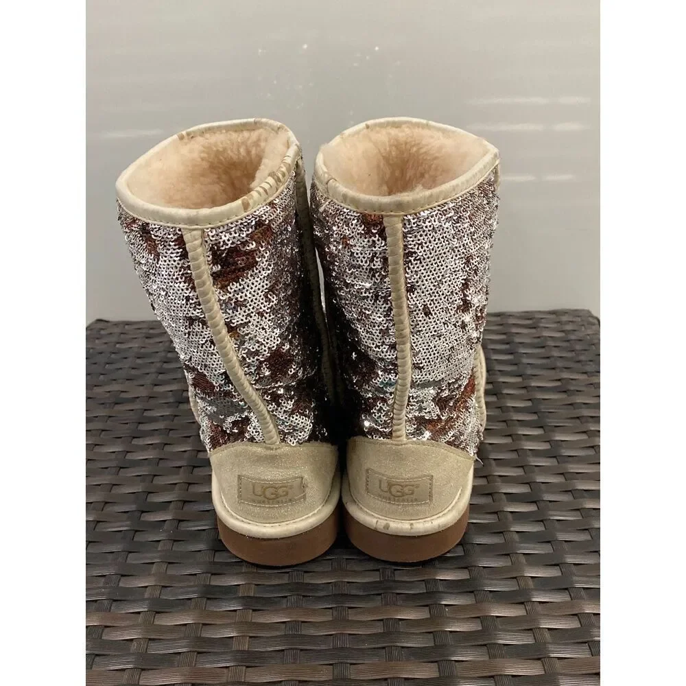UGGs Sequins silver bronze gold boots size 9
